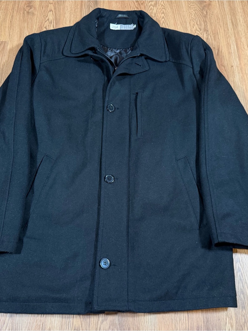 Joseph Abboud Black Men’s Pea Coat with Button Front